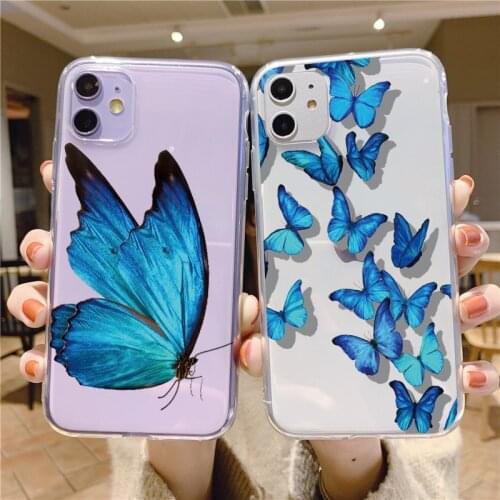 Transparent Butterfly Pattern Phone Case For iPhone XS 12 11 Pro Max X XR 10 5S 5 SE 2020 6 6S 8 7 Plus Silicone TPU Cover Funda