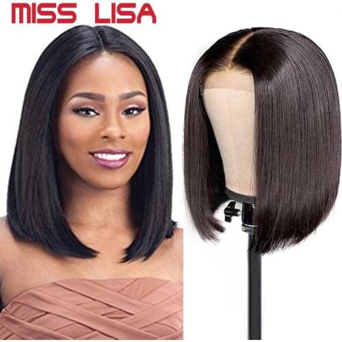 Straight Short Bob Wigs Human Hair Wigs Lace Frontal Wig Straight Lace Front Wigs Miss Lisa Peruvian Lace Front Human Hair Wigs