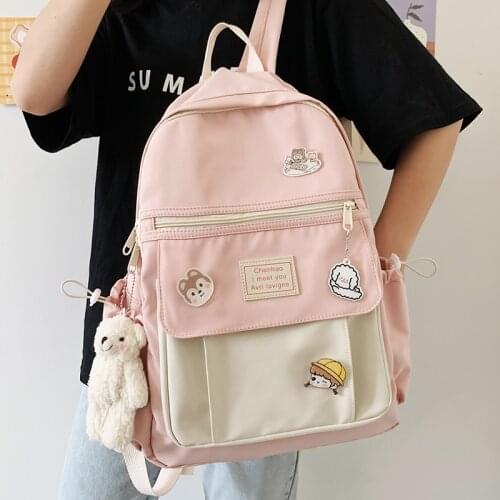 EnoPella Fashion Women Bag Female Kawaii Cute Waterproof Travel Big Backpack For Girls Rucksack Black Bookbag Schoolbag Mochila