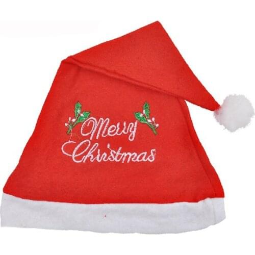 Embroidery Merry Christmas Santa Claus Hats Red Caps For Adult And Children XMAS Decor New Years Gifts Home Party Supplies