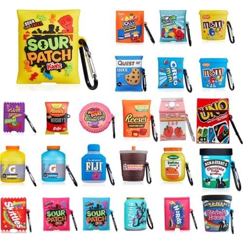 Cartoon Sour Candy Food Drink Potato Chips silicone Case For Airpods 1 2 Pro Case Wireless Headset bluetooth For Airpods cover