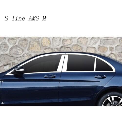 Car Styling Window BC Pillars Sequins Decoration Cover Sticker Trim For Mercedes Benz C Class W205 2015-2018 Auto Accessories