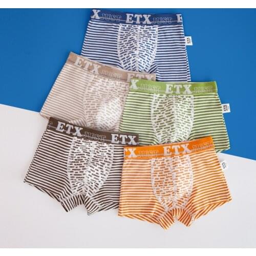 2-18 Years Boxers for Teen Boys Cotton Striped Panties Toddler Baby Breathable Shorts Underwear ETC ABC Children Clothes 5pcs
