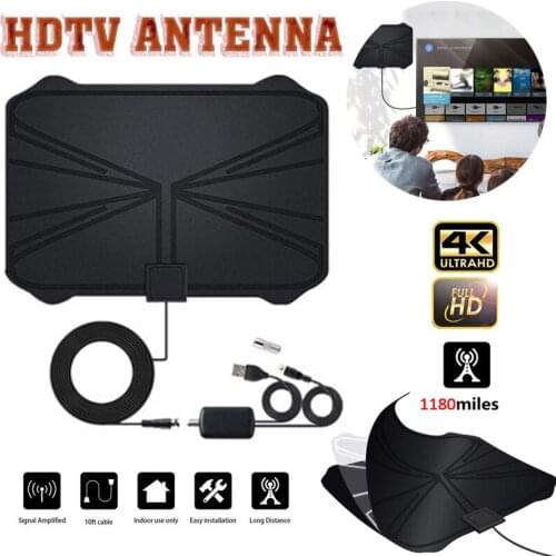 MAYITR 1pc Universal 3600 Miles Indoor Digital TV Antenna Durable Ultra-thin Design 4K 1080P Amplified Aerial With Amplifier