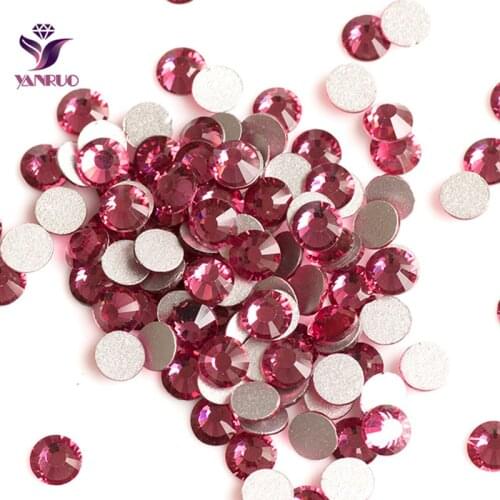 YANRUO 2058NoHF SS20 Rose Color Rhinestones Non Hotfix Crystal Strass Nail Art Stones 1440 pieces