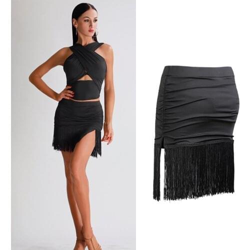 ZYMdancestyle basic latin dance skirt black tassel latin dance practice skirt #1680 can match all tops