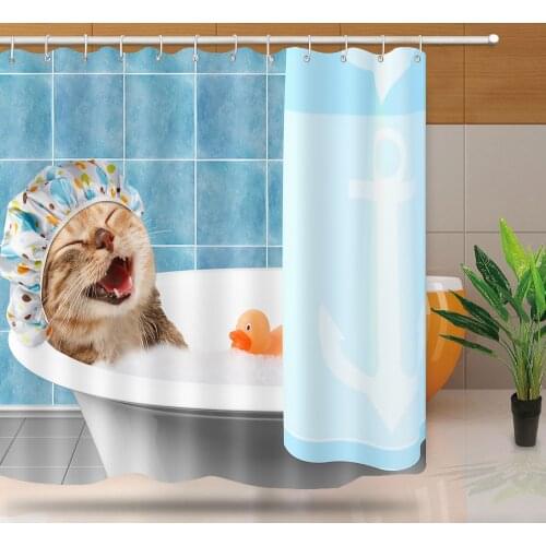 MTMETY Cute Cartoon high quality adventures of Unicorn and Cat Printed Shower Curtains Bath Products Bathroom Decor Waterproof