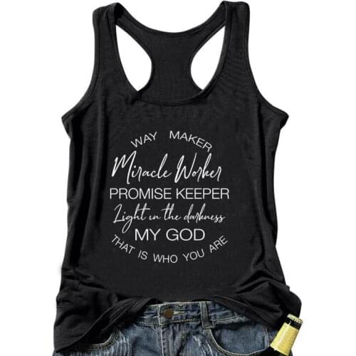 Way Maker Miracle Worker My God Tank Tops Women Racerback Christian Tees Bible Verse Shirts Letter Harajuku Sleeveless Vest