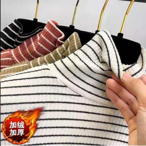 Woman Sweaters Pullover Striped Womens Winter Turtleneck Long Sleeve T-shirt Knitted Sweater Slim Top Women Femme Chandails