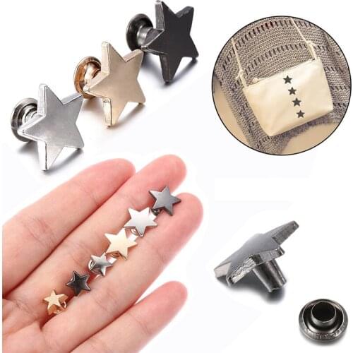 10Sets 9/12MM Leather Screws Metal Stars Rivets Studs Decorative DIY Craft Belt Decoration