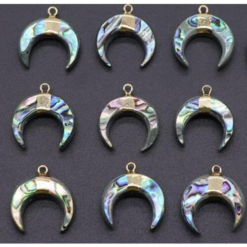 12pcs/lot Natural Stone Crescent Bull horn Rough Abalone Point Pendants Beads Charms For Earring Necklace Jewelry Making Free