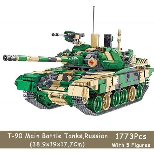 1773Pcs Russian T-90 Main Battle Tanks With 5 Color Printing Soldier Figures Military Building Block Collection Gift Toy