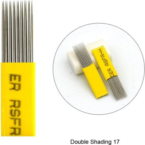 500 Pcs Microblading Shading Blades Tattoo Needles DOUBLE ROW Flat For Fog Brow 9/15/17/19/21Pin