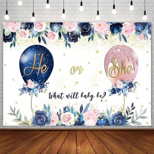 Pink Blue Balloon Backdrop Gender Reveal Party Boy Or Girl Baby Shower Floral Photography Background Photostudio Props Photozone