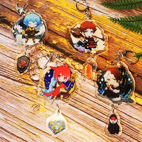 FinalFantasy 14 FF14 The Crystal Exarch Emet-Selch Ardbert Doudble Sided Arcylic Keychains Pendant Keyring Jewelry Men Gifts