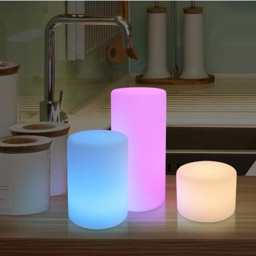 Cylindrical Night Lights Remote Control 16-Color LED Flashing USB Table Lamps for Bar Hotel Club Coffee House Bedroom Decoration
