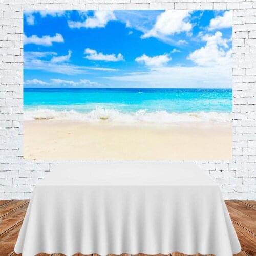 Summer Seascape Beach Waves Blue Sky White Clouds Leisure Background Children Room Decoration Photography Studio Backdrop