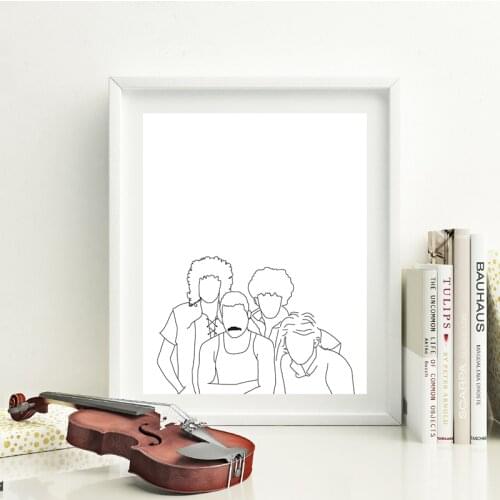 Freddie Mercury Queen Band Line Drawing Print Black White Minimalist Poster Wall Art Canvas Painting Decor Queen Fans Gift