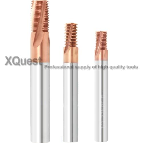 XQuest Solid Carbide American tapered Pipe Thread Milling Cutter NPT 1/16 1/8 1/4 spiral Thread End Mills Cutters 3/8 1/2 3/4