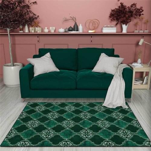 European Pattern Rug Geometric Box Grandmother Green Blue Carpet Living Room Bedroom Bed Blanket Kitchen Floor Mat