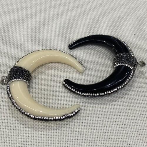 Natural Stone Necklace Pendant Resin Diamond Horn-shaped Pendant Suitable for Handmade DIY Making Necklace Bracelet Accessories