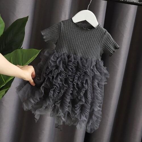 Summer Children Dress Girls Elegant Short Party Tulle Dress Kid Dress New Summer Childrens Graduation Dress Youth Casual Dress