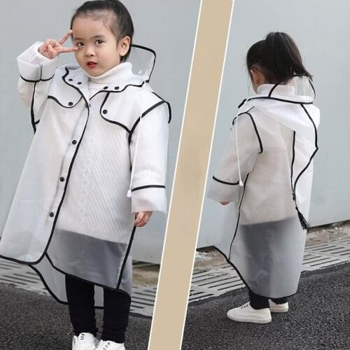Cute Transparent EVA Kids Raincoat Waterproof Children Rain Coat Outdoor Rain Jacket Windproof Poncho With Hat School Rain Gear