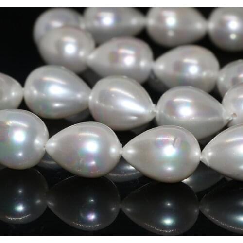 Fashion natural women wholesale white shell pearl teardrop 14*18mm waterdrop fit diy necklace loose jewelry beads 15inch B2265