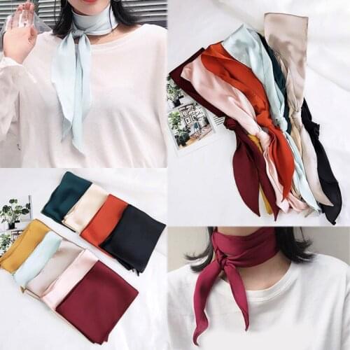 Fashion New Solid Color Korean Small Scarf Women Wild Wristband Ribbon Hair Strap Girls Hair band