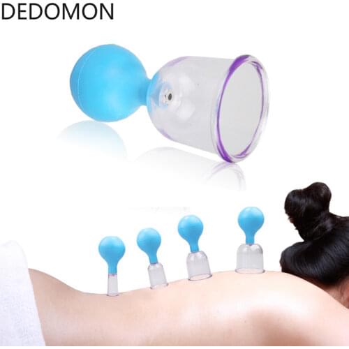 Health Massage Vacuum Cupping Cups Set Rubber Head Glass Anti Cellulite Massage Chinese Therapy Full Body Face Cupping Set Cans