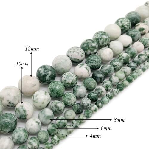 Natural Stone Green White Unakite Stone Round Loose Charm BeadsFitMulti-purpose Jewelry Making 4 6 8 10 12MMPick Size J291