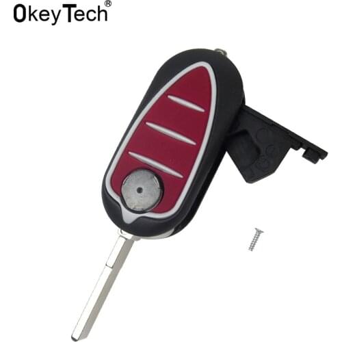 OkeyTech Folding Flip 3 Button Car Key Shell Fob For Alfa Romeo Mito Giulietta 159 GTA Replacement Remote Car Key Cover Case r