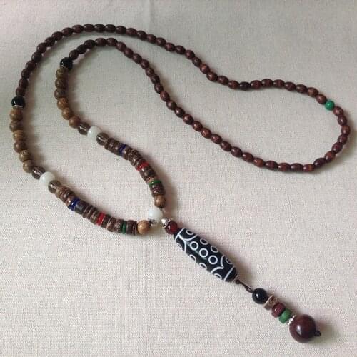 21 Eyes Pendant Tibetan Dzi Beads Necklace Natural Wood Beads Hight Quality Necklace for Men and Women Free Shipping