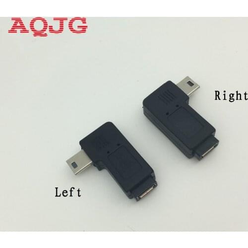 1pair 90 degree right + left angle mini 5pin USB B male to micro usb female plug connector adapter converter AQJG