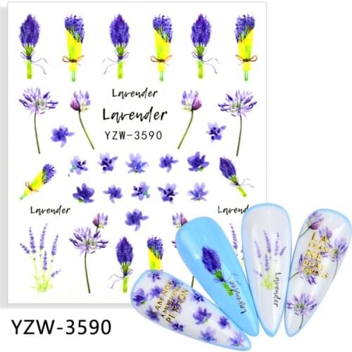 Lavender Water Transfer Sticker Fruit Nail design Nail stickers and decals nail art decorations accesoires Sliders for Nails