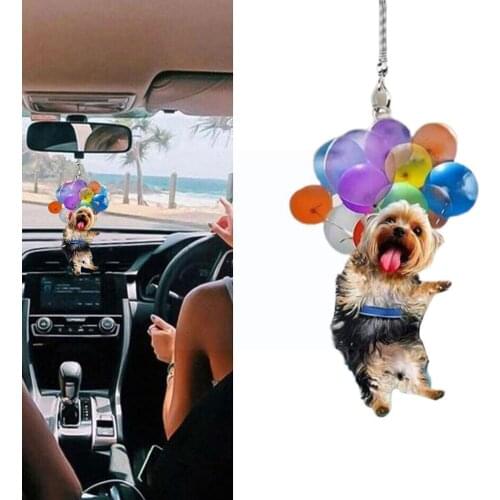 Cartoon Cute Cat Dog Car Hanging Ornament With Colorful Balloon For Auto Decoration Gift Key Bag Ornament Hanging V1A1