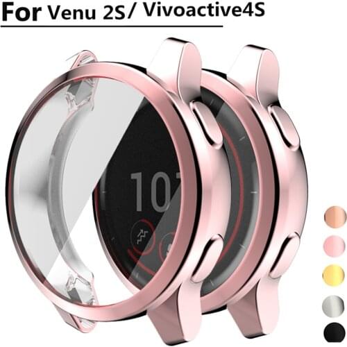 Protector Case for Garmin Venu 2 2s Vivoacyive 4 4s Watch Band Strap Bling Diamonds Protective Cover Hard PC Bumper Frame