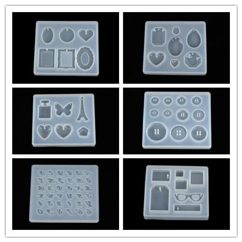 1PC Craft DIY Transparent UV Resin Liquid Silicone Mold Pendant Charms For DIY Earrings Necklace Making Jewelry 6 Styles
