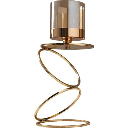 Nordic Creative Retro Gold Candlestick Decorative ornaments glass Candle Holders Modern home Wedding decoration christmas