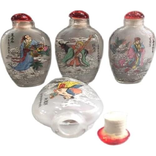Chinese Unique old beijing Painting snuff bottle inside painted four combinations Eight Immortals Characters pattern