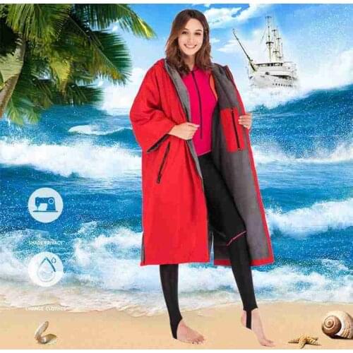 Hot Sale Waterproof Hoodie Poncho Wet Suit With Microfiber Terry Toweling Lining