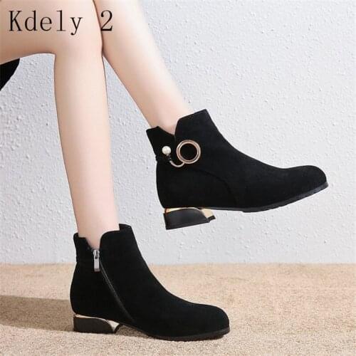 Autumn Winter pearl Buckle Woman Boots Women Shoes Ladies Thick Fur Ankle Boots Women High Heel Platform Rubber Shoes Snow Boots