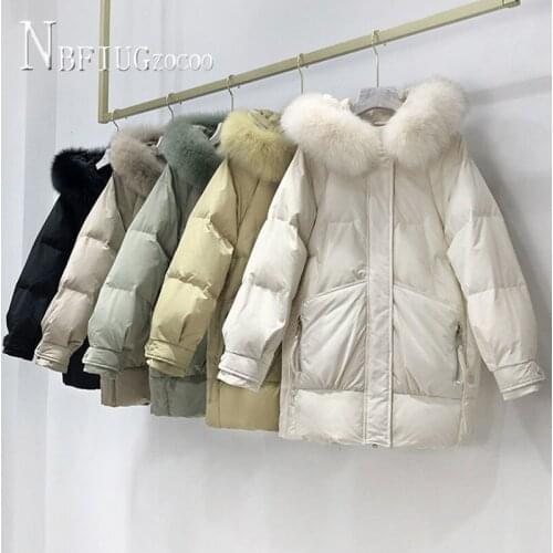 Women Parkas Korean Faux Fur Collar Long Style Cotton Padded Outwear Thick Female Jacket