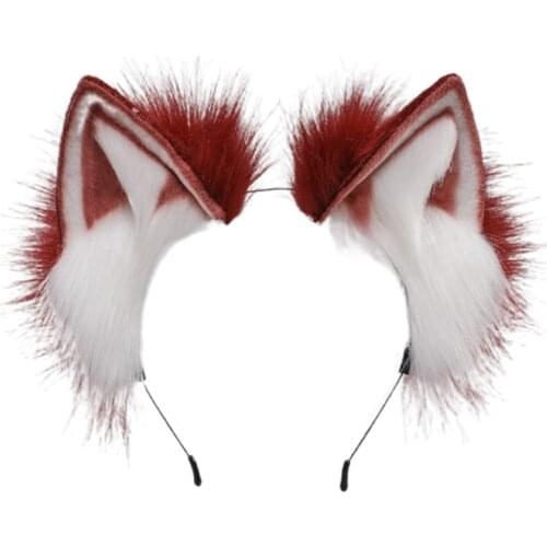 M2EA Girls Animal Wolf Cat Ears Plush Hair Hoop Lolita Lovely Party Headdress Anime Cosplay Party Kawaii Accessories