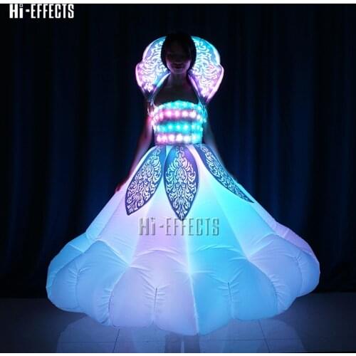 Women luminous costume LED lighting dance evening dress rgb led illuminated party clothing for nightclub bar stage performance