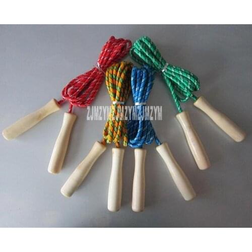 100PCS/Lot Wooden Handle Adult Kids Skipping Ropes Sport Student fitness slimming rope skipping 2 meters 5 rope skipping