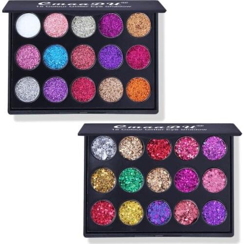 15 Color Glitter Eye Shadow Palette Wholesale Bright Shadows Diamond Waterproof Sequins Shimmer Eye Makeup Long-lasting Cosmetic