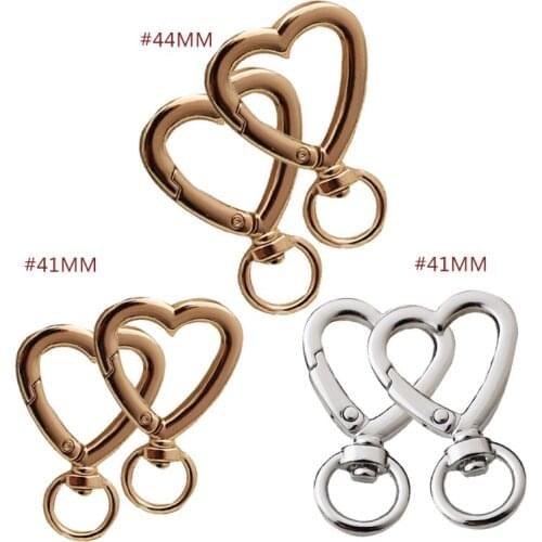 2pcs Bag Accessories Handbags Clasps Handle Heart Shape Lobster Metal Clasp Swivel Clips Snap Hooks Key Rings