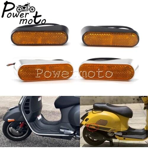 2X Black/Chrome Mini CNC LED Amber Turn Signal Light For Piaggio Vespa GTS 300 Sprint 150 Primavera 150 Blinker Flasher Light