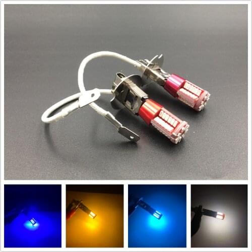 2x H3 Super Bright White 57 Led 3014 Smd Bulb Car Fog Lamp Light Daytime Running Auto Source parking Amber Blue